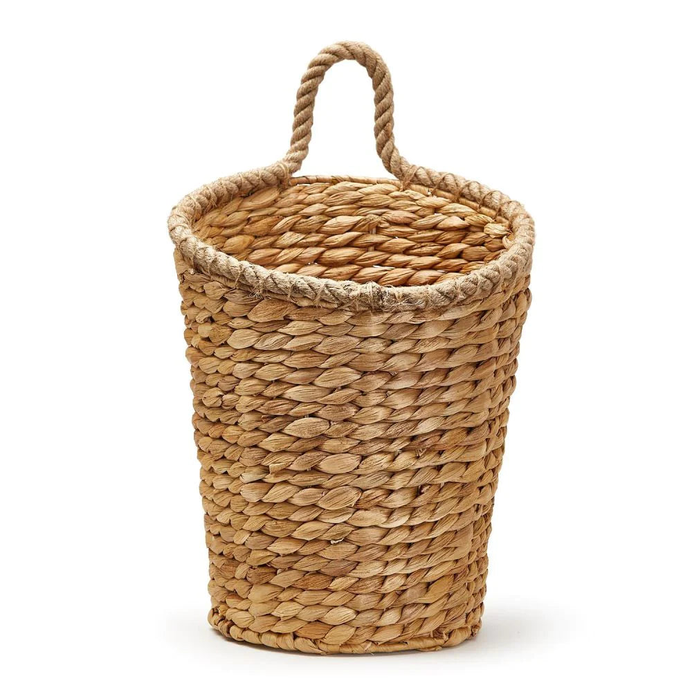 woven basket hanging planter Two's Company Rice Nut Weave Hanging Storage / Planter Basket