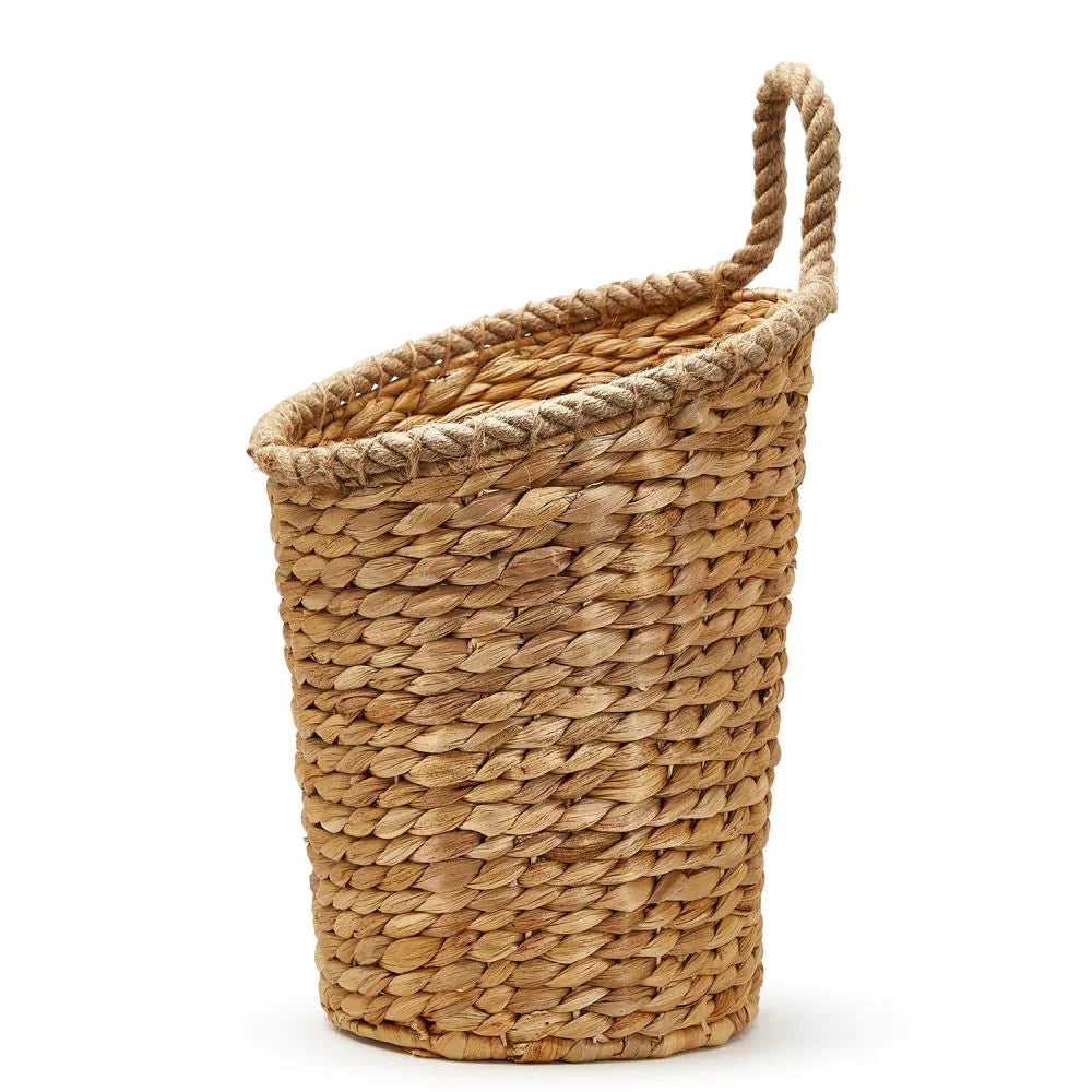 woven basket hanging planter Two's Company Rice Nut Weave Hanging Storage / Planter Basket