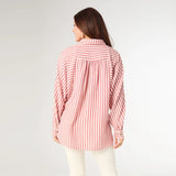 Coco+Carmen KATHY RELAXED FIT BUTTON FRONT STRIPED TOP