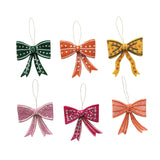 Handmade Wool Felt Bow Ornament with Embroidery, Sequins & Beads