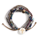 Your Journey Gray Adjustable Beaded Prayer Bracelet