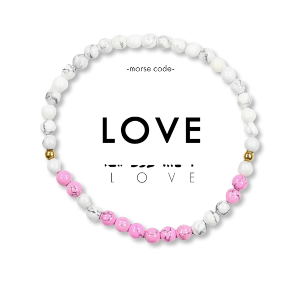 Love : Morse Code Bracelet Magenta Howlite