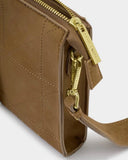 Katie Loxton Avery Slim Crossbody Bag in Caramel Quilted Suedette