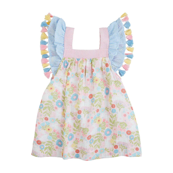 Bunny Print Floral Tassel Dress
