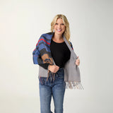 Coco+Carmen FRANCA REVERSIBLE BUTTON FRONT WRAP Denim/Camel/Grey
