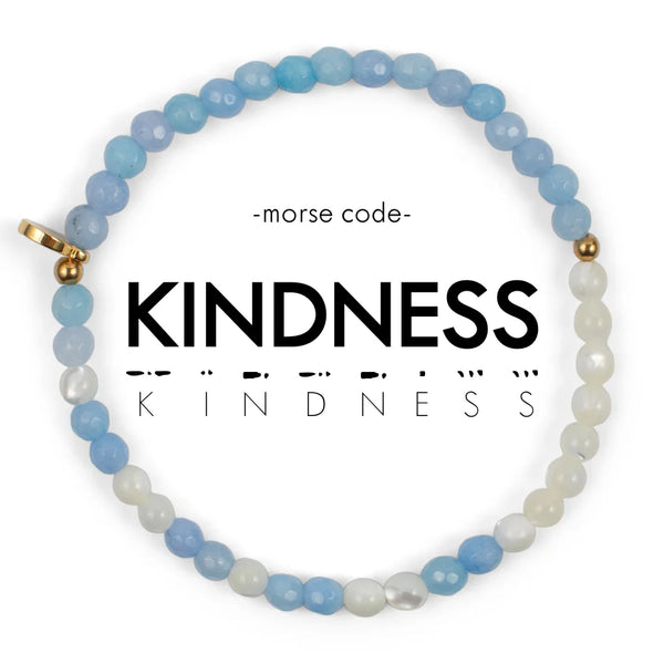 Kindness : Morse Code Bracelet Blue & MOP