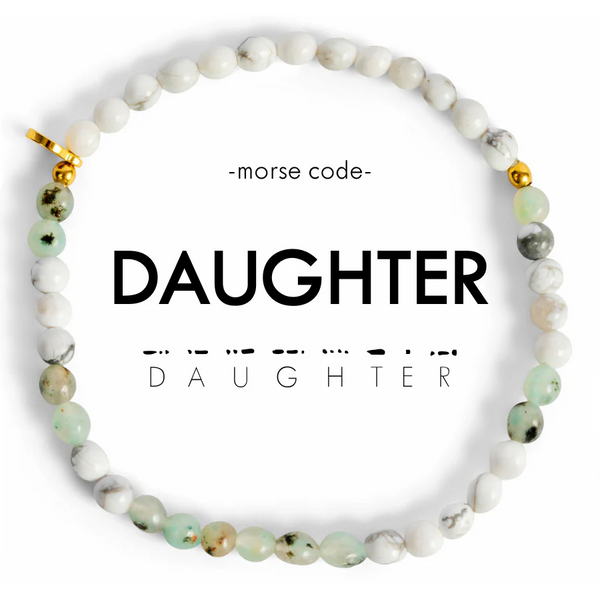 Daughter : Morse Code Bracelet Jasper & Howlite