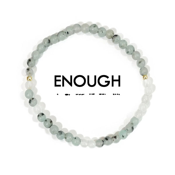 Enough : Morse Code Bracelet Clear & Jasper