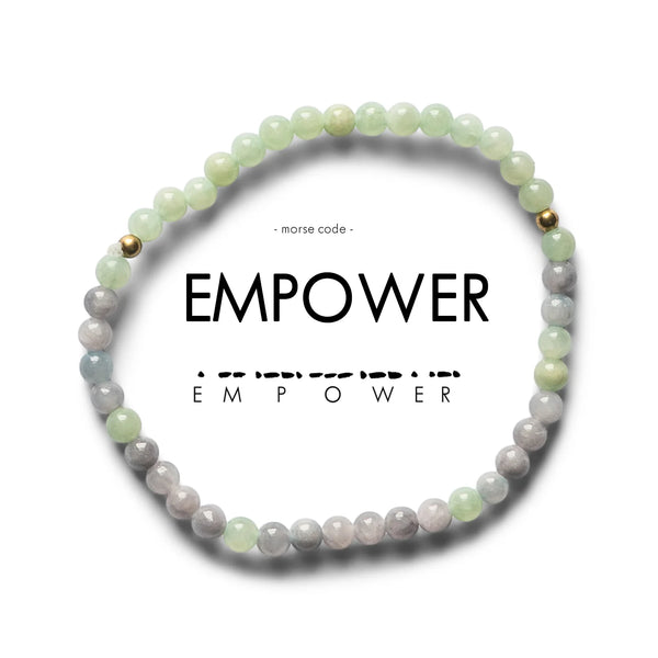 Empower : Morse Code Bracelet Green & Sunset Blue