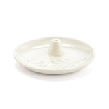 Cream Botanical Ceramic Incense Holder