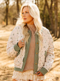 Grace + Emma Floral Puff Jacket with Denim Lining