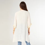 ANN TIE CARDIGAN WITH DECORATIVE BORDER