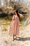 Grace + Emma Puff Sleeve Midi Dress, Rust Floral