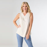 ERIN PLEAT BACK V-NECK TANK Cloud Dancer
