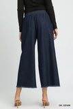 Umgee Washed Denim Pants with Fringe Hem