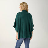 COCO+CARMEN HEAVENLY-LUXE CABLE KNIT MOCK NECK PONCHO - Express Teal