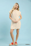 Umgee Linen Blend Scallop Hem Mini Dress