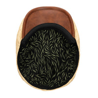 Natural Raffia Driver Cap with Faux Leather Brim