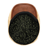 Natural Raffia Driver Cap with Faux Leather Brim