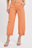 RISEN Coral Peach High Rise Relaxed Barrel Cuffed Pants