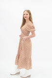 Grace + Emma Puff Sleeve Midi Dress, Rust Floral