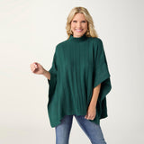 COCO+CARMEN HEAVENLY-LUXE CABLE KNIT MOCK NECK PONCHO - Express Teal