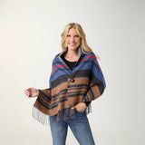 Coco+Carmen FRANCA REVERSIBLE BUTTON FRONT WRAP Denim/Camel/Grey