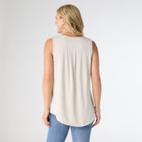 ERIN PLEAT BACK V-NECK TANK Cloud Dancer