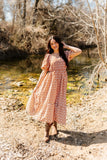 Grace + Emma Puff Sleeve Midi Dress, Rust Floral