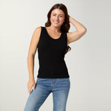 Coco+Carmen ULTRA-LUSH REVERSIBLE SEAMLESS RIBBED TANK in Black
