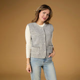 COCO+CARMEN ALANA METALLIC VEST WITH FAUX PEARLS
