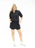 Grace + Emma Butter Soft V-Neck Top Black Set
