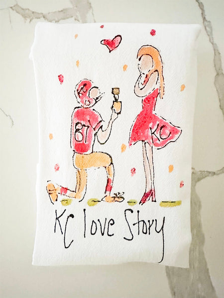 Travis Kelce proposes to Taylor Swift Painting Petunias Tea Towel