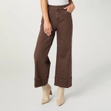Coco+Carmen AVANTE WIDE ANKLE WITH FRONT SEAM PANT - Chocolate