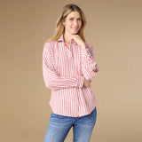Coco+Carmen KATHY RELAXED FIT BUTTON FRONT STRIPED TOP