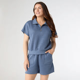 COZYMAXX QUILT ZIP TOP and SHORTS SET