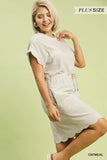 Umgee Linen Blend Scallop Hem Mini Dress