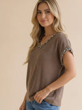 Leopard Color Block Wave Rib Knit Top