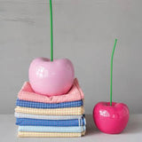 Pink Resin Cherry Decor 7-3/4”L