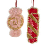 Holiday Candy Beaded Fabric Ornaments