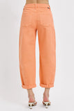 RISEN Coral Peach High Rise Relaxed Barrel Cuffed Pants