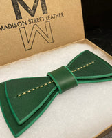 Irish Green Leather Bowtie