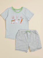 Rabbit Tee And Gingham Shorts Set By Mudpie