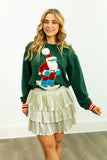 Grace + Emma Skiing Santa Green Long-Sleeve Top
