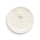 Cream Botanical Ceramic Incense Holder