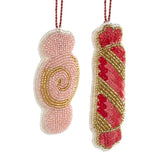 Holiday Candy Beaded Fabric Ornaments