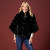 COCO+CARMEN SERENITY FAUX FUR ZIP FRONT CAPE WRAP