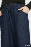 Umgee Washed Denim Pants with Fringe Hem