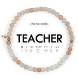 Teacher : Morse Code Bracelet Aventurine & Pearl