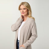 Coco+Carmen HEAVENLY-LUXE CABLE KNIT DUSTER CARDIGAN - Sand Heather